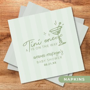 Green Hand Drawn A Tini One Baby Shower Napkin