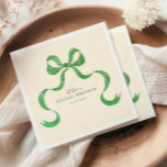 Green Hand Drawn Bow Bridal Shower Napkin<br><div class="desc">Celebrate in style with these vintage inspired bridal shower napkins featuring a green hand drawn oval frame with a bow.</div>