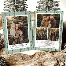Green Hand Drawn Bow Christmas Family Photo