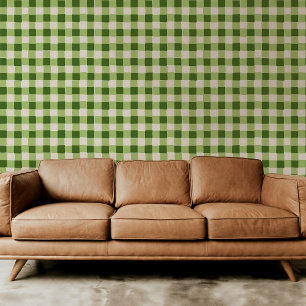 Green Hand-Drawn Chequered Plaid Wallpaper