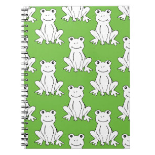 Green Hand Drawn Frog Pattern Frog Cartoon Notebook