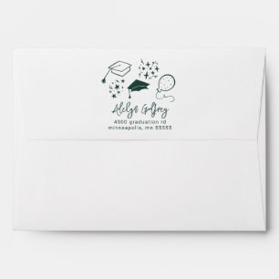 Green Hand Drawn Graduation Icons  Envelope