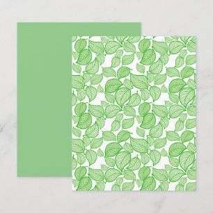 Green Hand-Drawn Leaves on White Scrapbook Paper