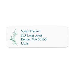Green Hand Drawn Peony Flowers Wedding Return Address Label