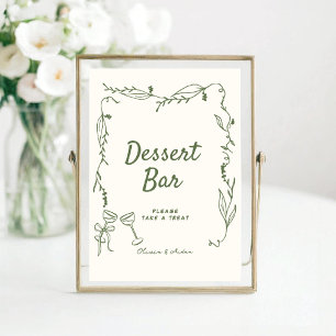 Green Hand Drawn whimsical Dessert Bar Poster