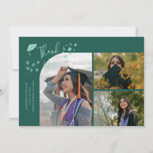 Green Hand Written Thank You Multi Photo Announcement