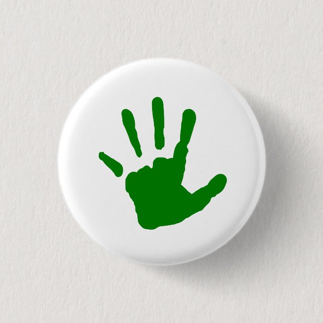 Green Handprint 3 Cm Round Badge (Front)