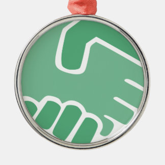 Green Handshake Metal Ornament
