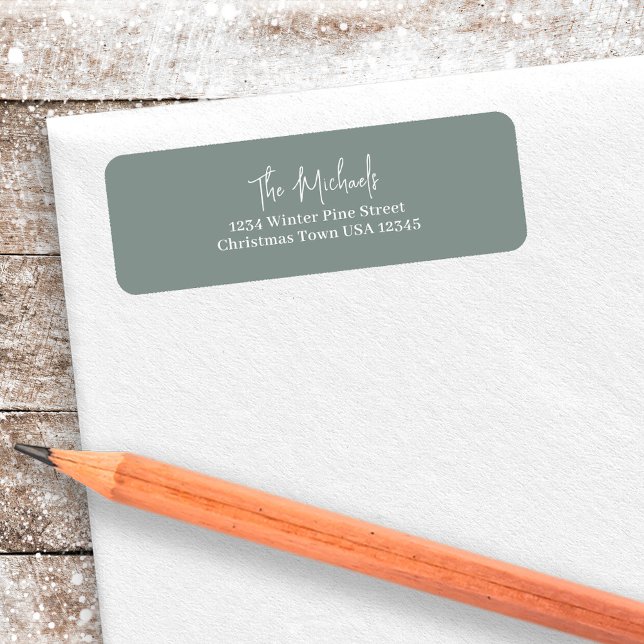 Green Handwritten Script Return Address Label (Green simple and minimalist return address label.)