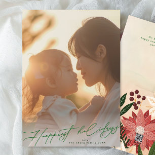 Green Happiest Elegant Splendour Photo Christmas  Holiday Card