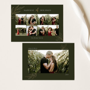 Green Happiest of Holidays Family Photo Collage Holiday Card