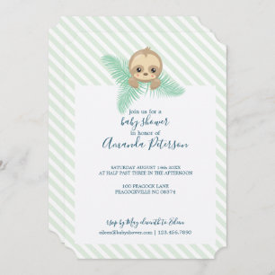 Green Happy Baby Sloth Baby Shower Invitation
