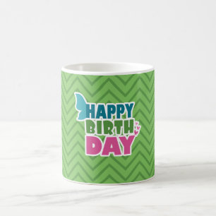 Green happy birthday butterfly wings mug