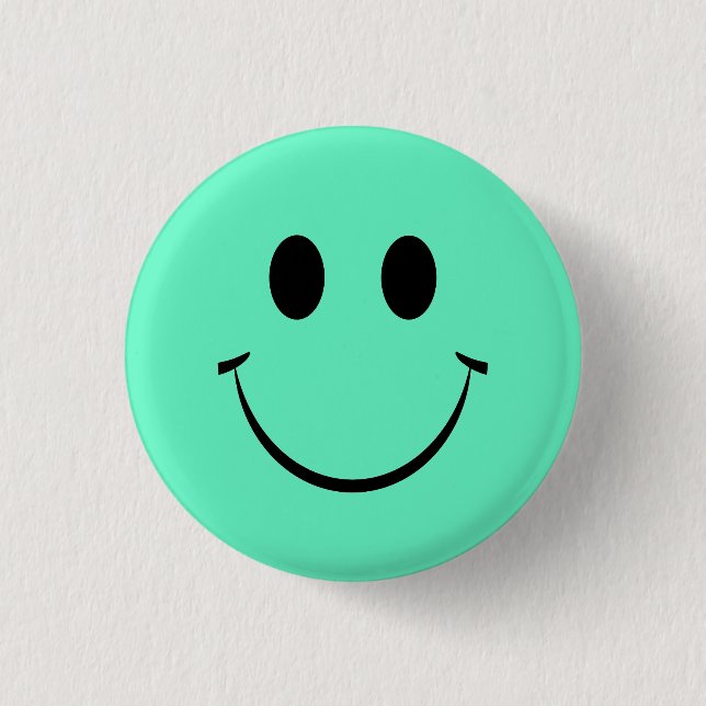 Green Happy Face 3 Cm Round Badge (Front)