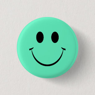 Green Happy Face 3 Cm Round Badge