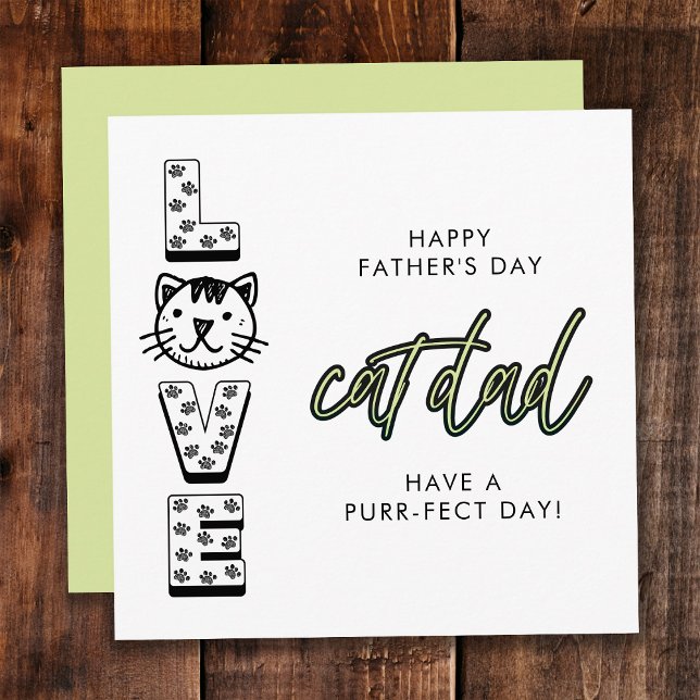 Green Happy Father's Day From The Cat Purrfect Card (Creator Uploaded)
