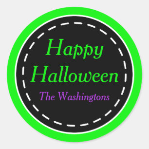 Green Happy Halloween Stickers