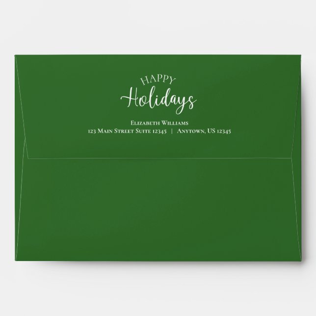 Green Happy Holidays Christmas Envelope (Back (Top Flap))