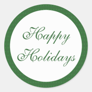 Green Happy Holidays Classic Round Sticker