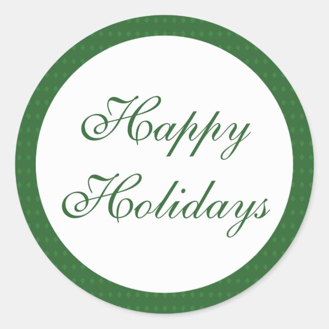 Green Happy Holidays Classic Round Sticker (Front)