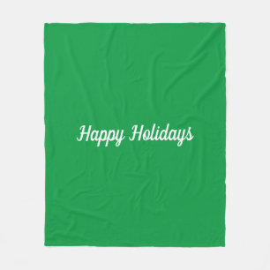 Green Happy Holidays Fleece Blanket