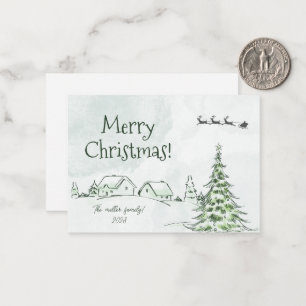 Green Happy Holidays Personalised Christmas Card