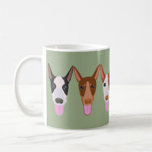 Green Happy Podenco Dog Faces Coffee Mug