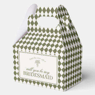 Green Harlequin Chequered Bridesmaid Proposal Box