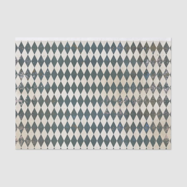 Green Harlequin Diamond Pattern Tissue Paper (Front)