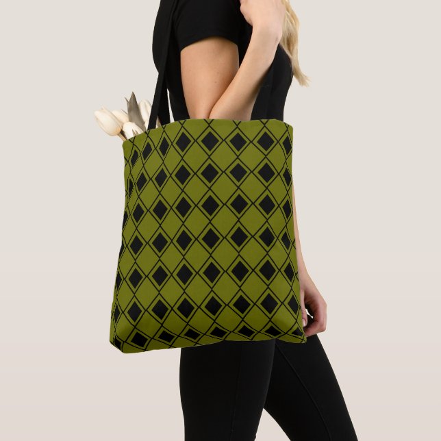 Green Harlequin  Tote Bag (Close Up)
