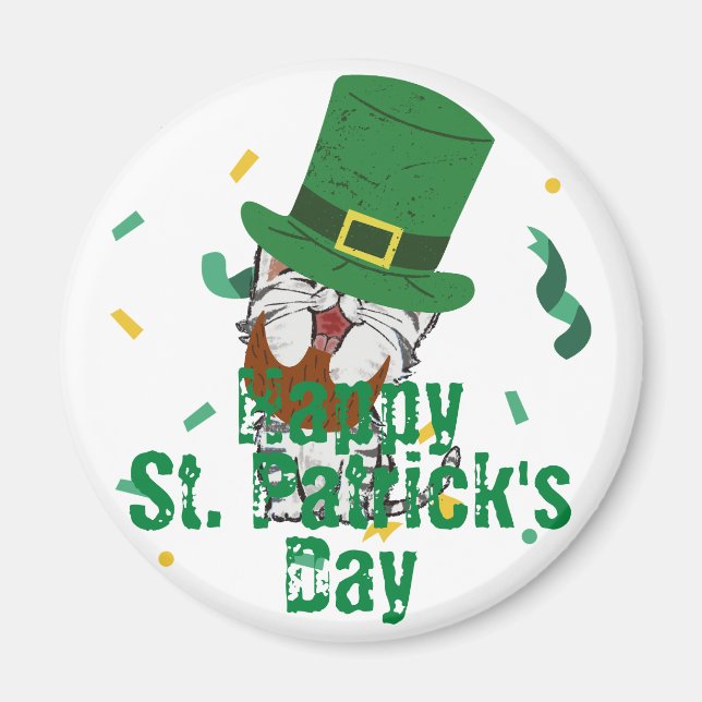 Green hat lucky Shamrock  St. Patrick's Day  Magnet (Front)