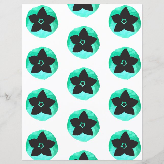 Green Hawaiian Flower Pattern Scrapbook Paper (Front)