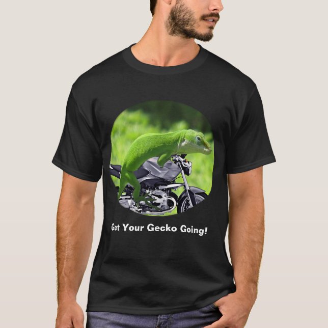 Green Hawaiian Gecko Rider Dark T-Shirt (Front)