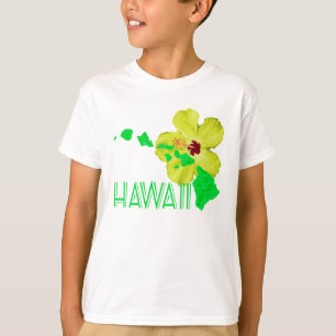 Green Hawaiian Island Hibiscus Flower T-Shirt