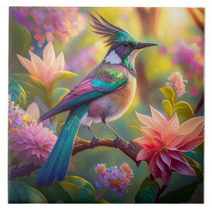Green Headed Jay Fantasy Bird Ceramic Tile