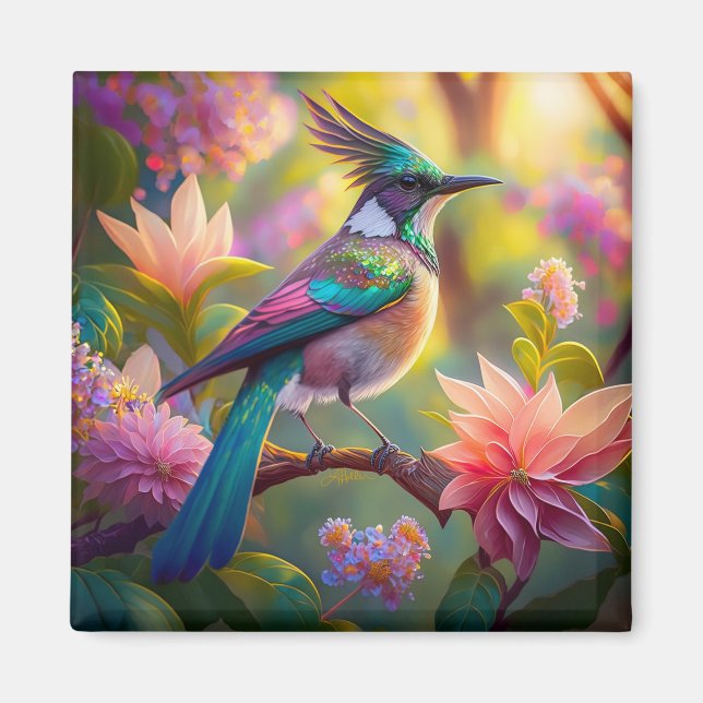 Green Headed Jay Fantasy Bird Magnet (Front)