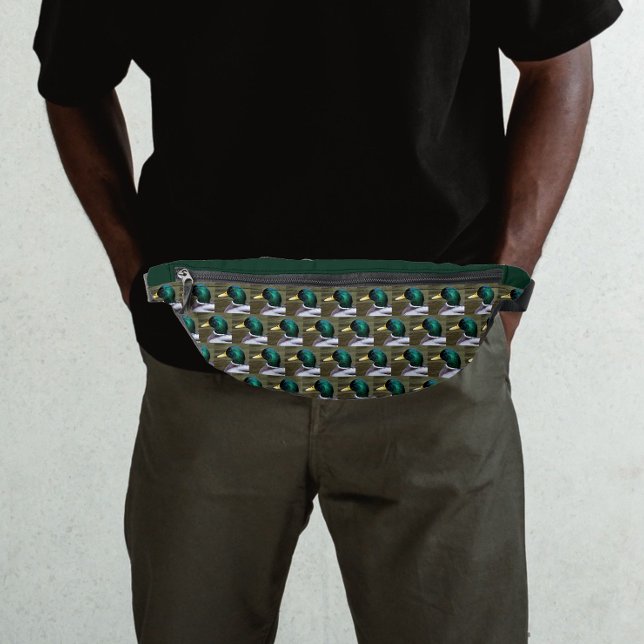 Green Headed Mallard Duck Pattern Bum Bags (In Situ)