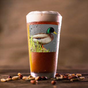 Green Headed Mallard Duck Wildlife Photo Glass