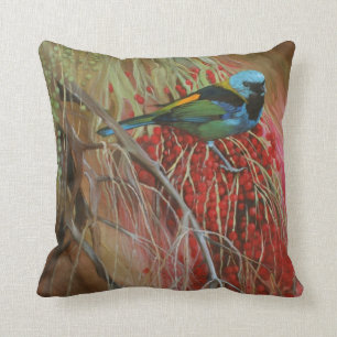 Green-headed Tanager Fine Art Pillow