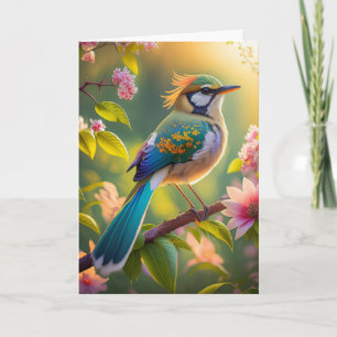Green Headed Teal Winged Fantasy Bird Card