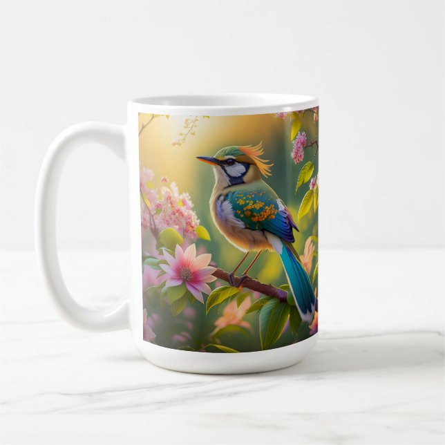 Green Headed Teal Winged Fantasy Bird Coffee Mug (Left)