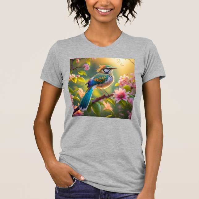 Green Headed Teal Winged Fantasy Bird T-Shirt (Front)