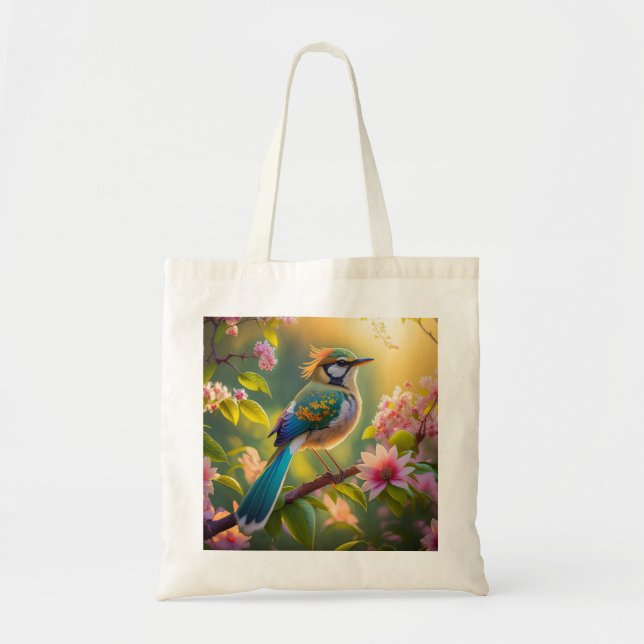 Green Headed Teal Winged Fantasy Bird Tote Bag (Front)