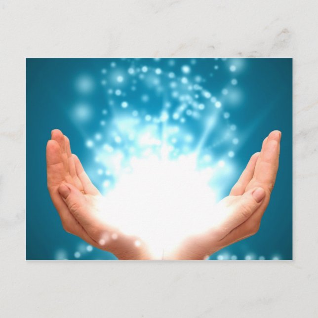 Green healing hands chakra Reiki energy zen yoga Postcard (Front)