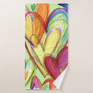 Green Healing Hearts Art Towel