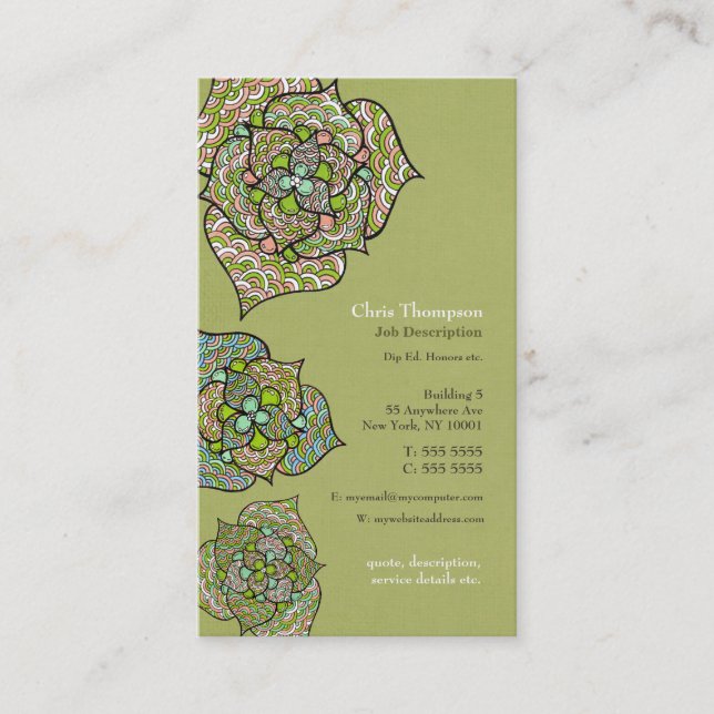 Green Health Services Floral Business Card (Front)