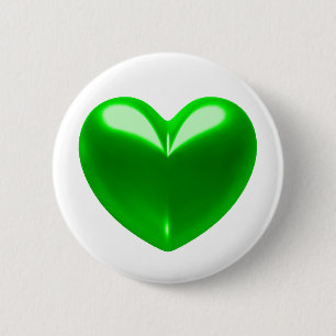 GREEN HEART 6 CM ROUND BADGE