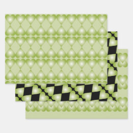Green Heart Accented Paper Gift Wrap