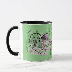 Green Heart and Love Mug