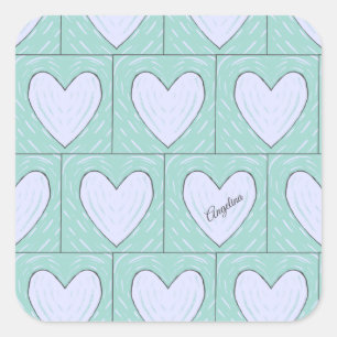 Green Heart Applique Quilt Pattern  Square Sticker